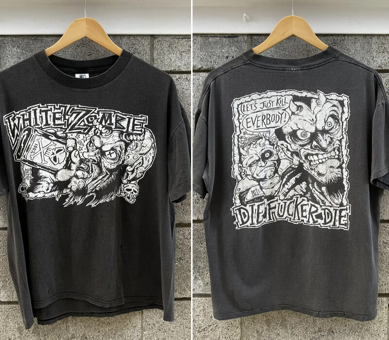 Rob Zombie White Zombie rare design black 2 side T shirt vtg | eBay