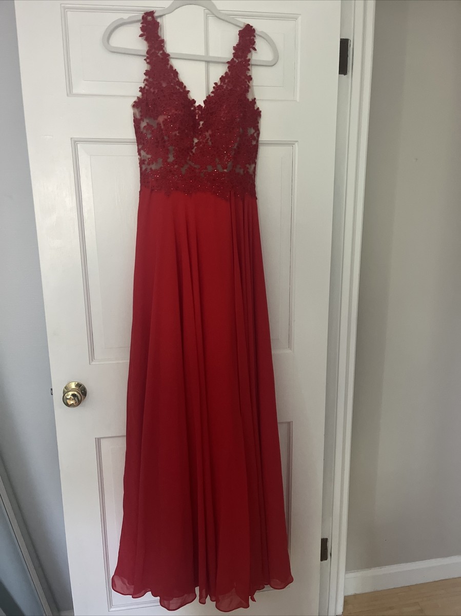 promgirl red dress Strapless Long Corset Prom Dress with Ruffled Skirt Red / 14