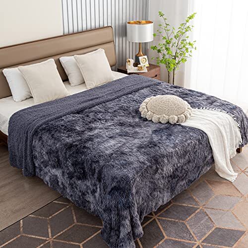 Faux Fur Blankets Queen Size 60x80 inches, Super Soft 60" x 80" Dietye
