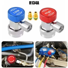 Adjustable AC R134a HIGH LOW Quick Coupler Connector Adapter 1/4" SAE HVAC