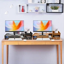 Computer Monitor Booster Stand Cherry Wood Color/Black Desktop Monitor Stand