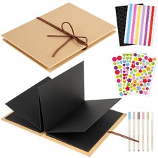 6 x 8 Inch Small Scrapbook Album with Black Pages Foldable Photo Album with D...