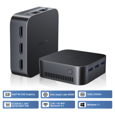 Blackview MP80 Mini PC 16GB+512GB Intel N5095 4K UHD Windows 11 2-2,9GHz 5G WiFi