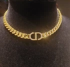 DIOR CRYSTAL CD CHOKER NECKLACE - Box & Dust Pouch Included