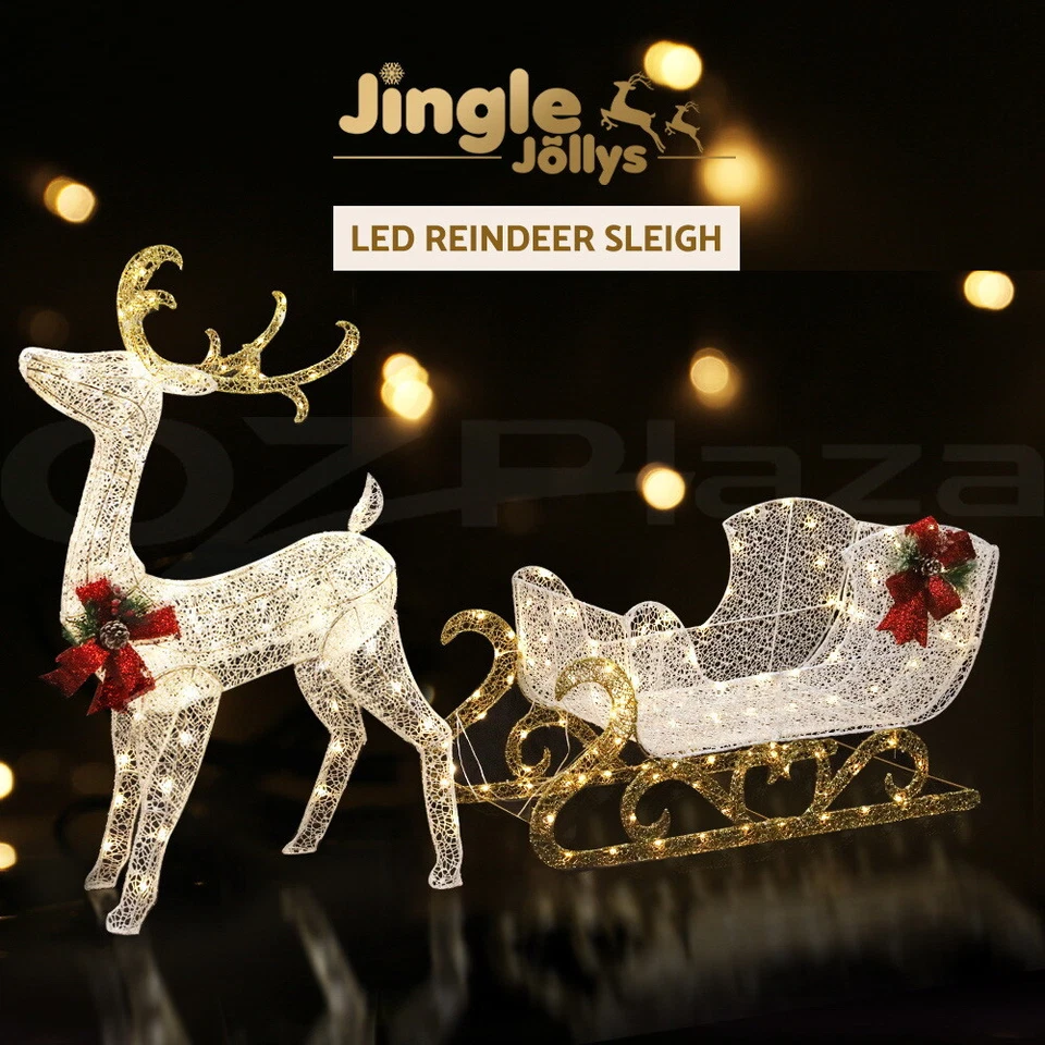 Jingle Jollys Christmas Lights 215 LEDs Fairy Light Reindeer Sleigh Decorations