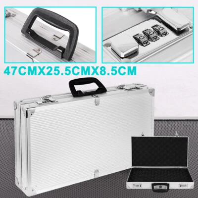 47x25.5x8.5cm Aluminium Pistol Gun Foam Pad Flight Case Camera Tool Storage Box
