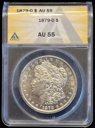 1879 O US Morgan Silver Dollar Certified ANACS AU 55 Almost Uncirculated