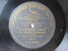 78rpm FRITZ KREISLER Violin - Sarabande / L’Abeille - RARE SINGLE-SIDED G&T 1904