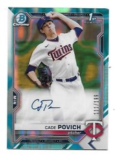Cade Povich 2021 Bowman Chrome Aqua Lava Ref Auto #111/199
