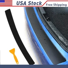 Black Car Rear Guard Protector Bumper Trim Cover Sill Plate Trunk Rubber Pad Kit