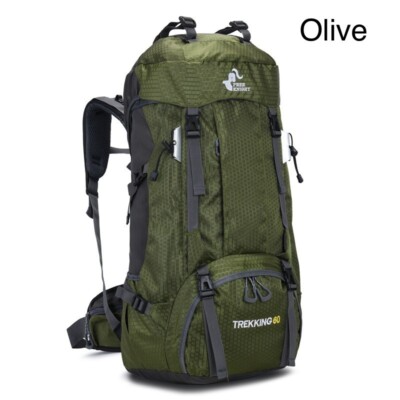 60L great capacity light weight camping or hiking backpack with waterproof bag