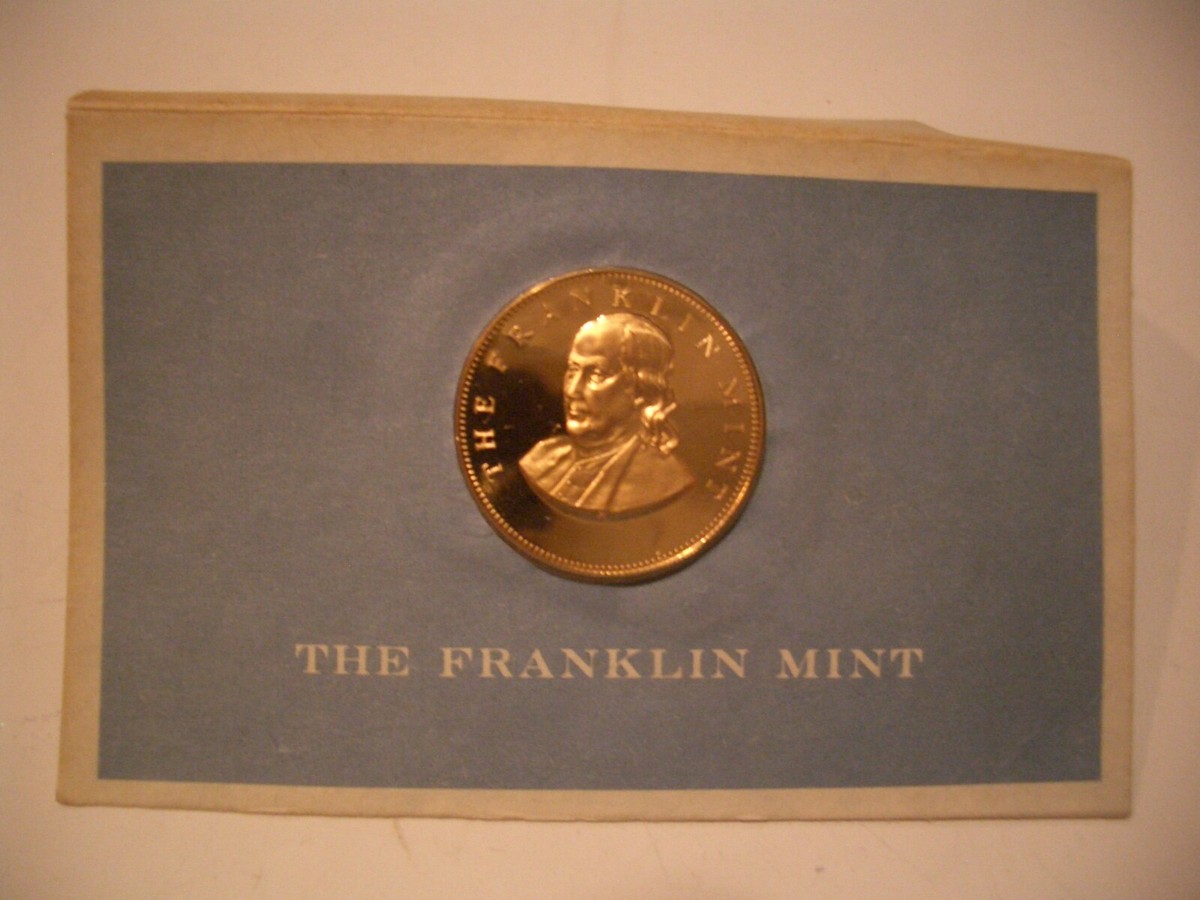 Rare No Date Franklin Mint Golden Medal Coin Sealed in Original