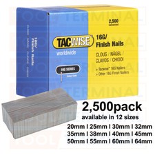 Tacwise 16G Gauge Finish Straight Brad Nails Fits F16 Paslode Dewalt Hikoki