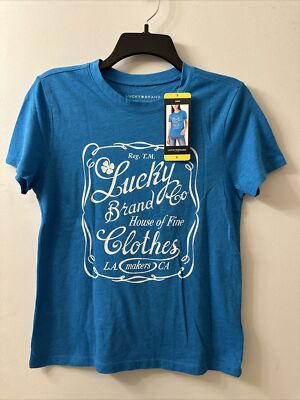 Lucky Brand ''House of Fine Clothes Makers'' Graphic Tee Women's Blue Bird Size S