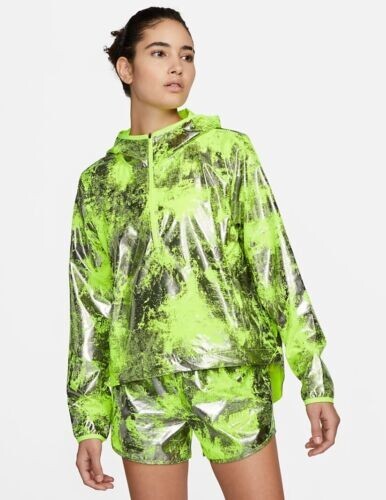 Nike DV7257 Running Jacket Zip Hoodie Top Metallic Neon Green ( S