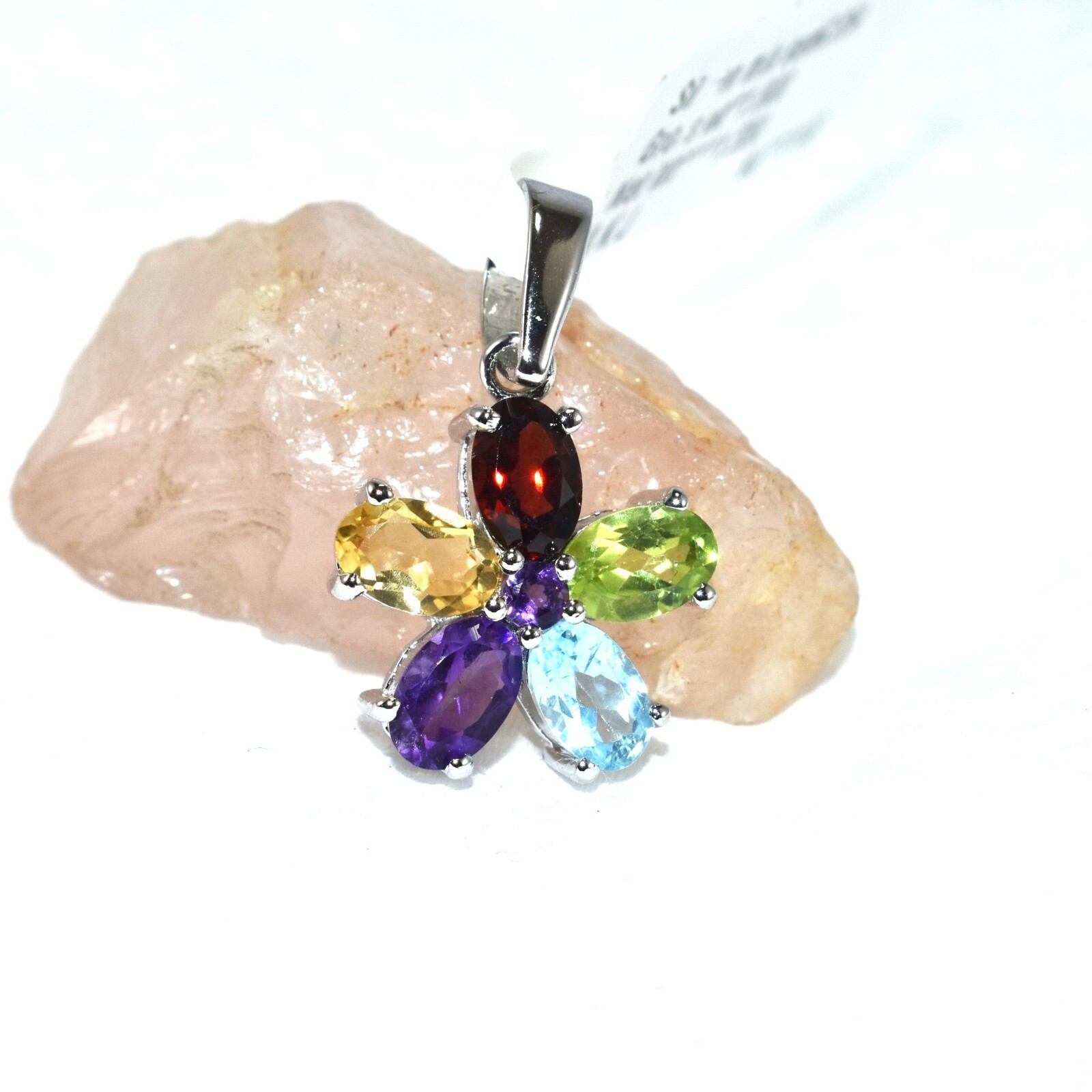 Multi Gemstone 925 Sterling Silver Colorful Pendant