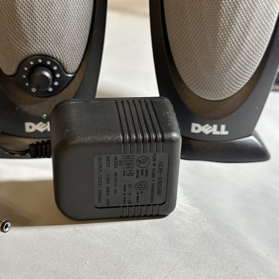 DELL A215 Computer Stereo Speakers Multimedia Set Of 2 Wired Grey No AC Adapter eBay