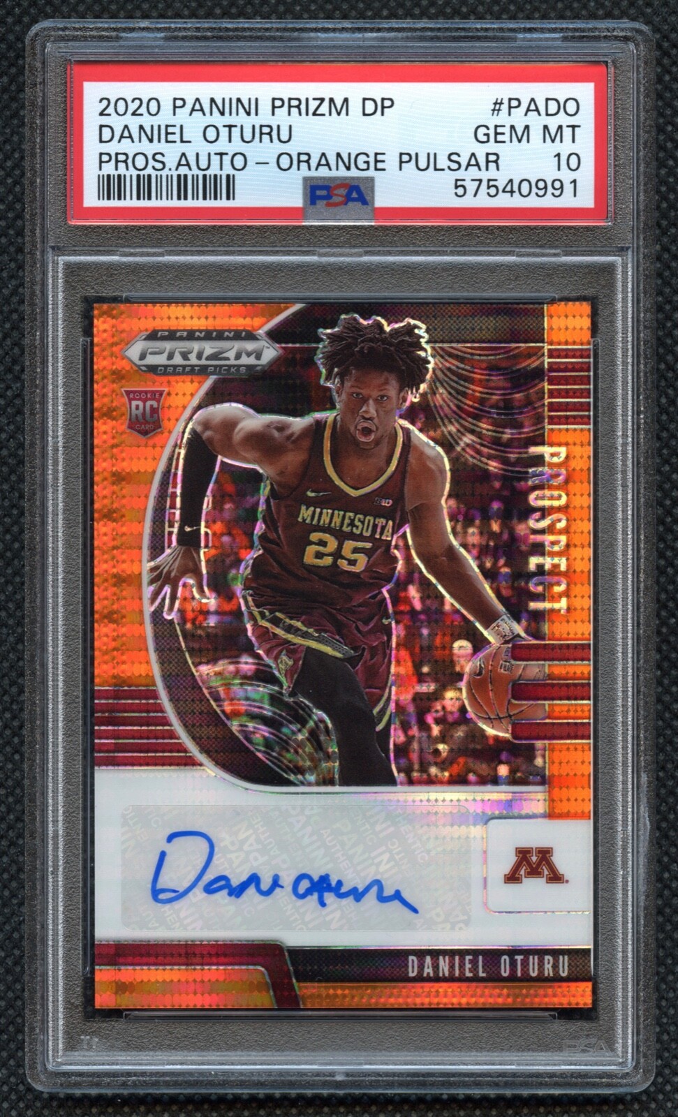 2020 Panini Prizm DP Daniel Oturu Rookie 35/49 Auto Orange Pulsar PSA 10 Gem Mt.