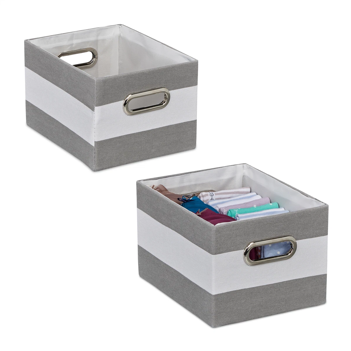 Cajas almacenaje franjas set 2 Cestos tela estanter a Cajones