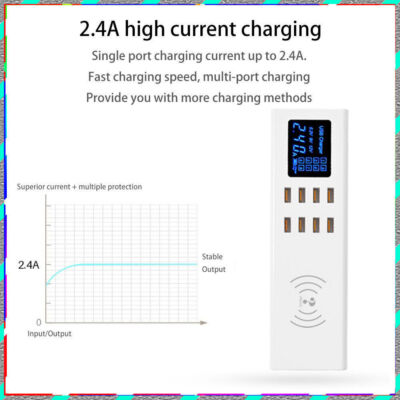Lightweight Mini multi-port 8USB Smart Wireless Secure 5V/8A hub Travel Charger