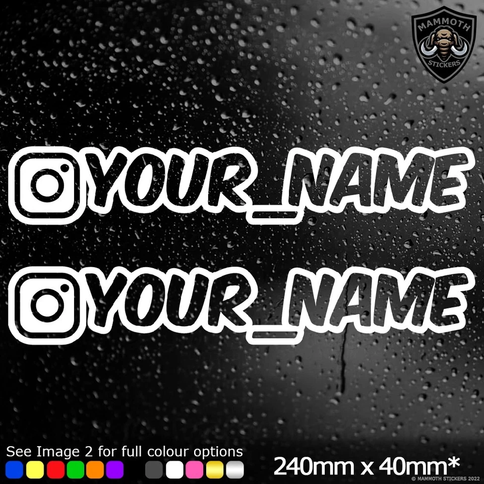 2 x Instagram Stickers Personalised Custom Vinyl Decal Social Media New Logo