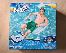 H2OGo Bestway Inflatable Flip Pillow Pool Lounger w/ Back Rest Cup Holder 40x37"