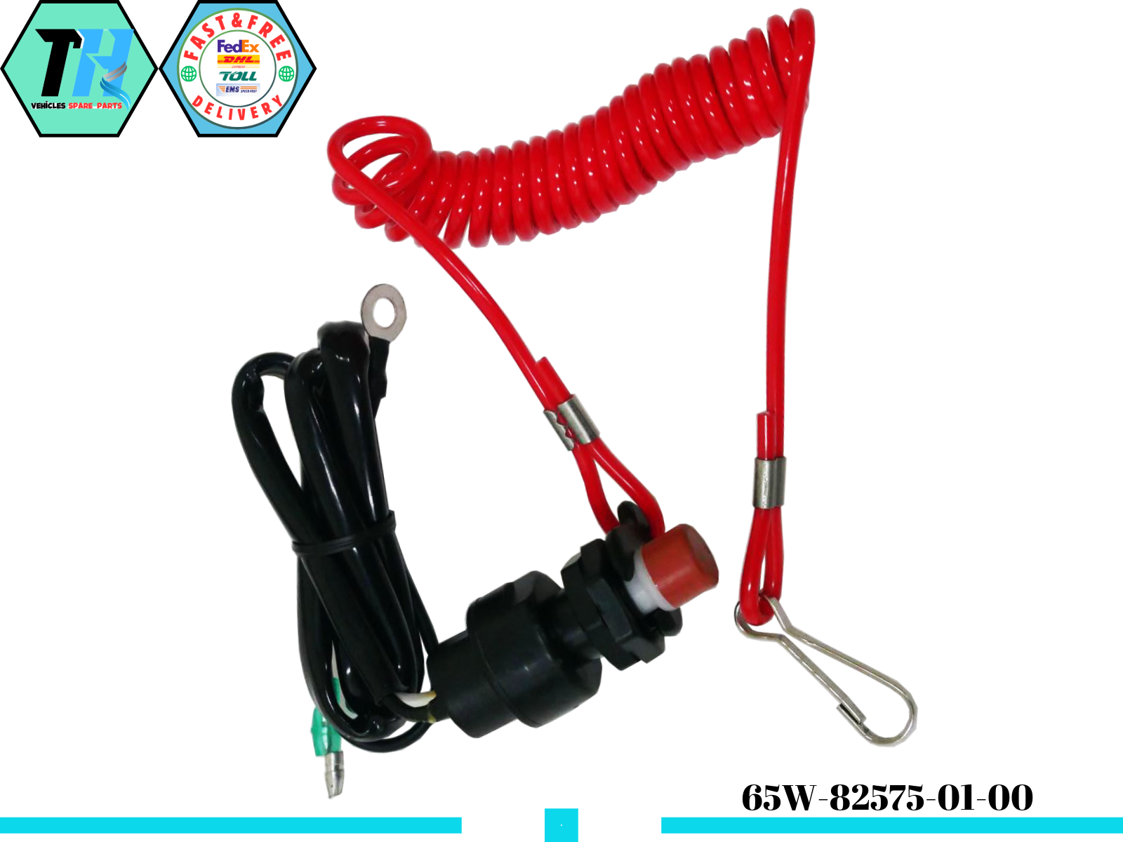 For Yamaha 65W-82575-01 Engine Stop Switch Assembly Outboard 6-25HP 65W-82575-00