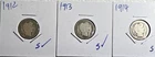 BARBER DIMES- 1912, 1913, 1914 -LOT OF 3