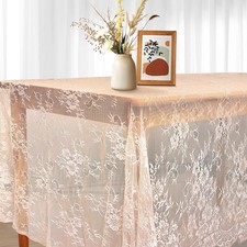 Ivory Lace Tablecloth 60 X120 Inches Vintage Tablecloth Sheer Overlay Rectangle