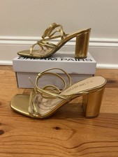 Dream Pairs Heel Sandals Womens 6.5 Gold Open Toe Pump Chunky Bridesmaid BOX