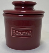 Bote Butter Bell Crock de L. Tremain de cerámica francesa rojo oscuro