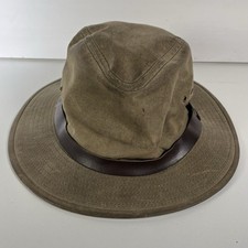 Vintage Genuine Filson Waxed Canvas Leather Safari Bucket Hat Small Made in USA