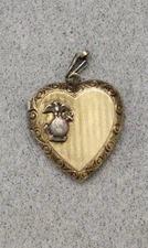 WWII era Sweetheart Locket: Heart w/Marine Corps EGA - 12KGF on sterling