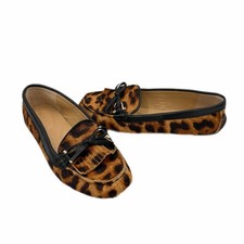 Talbots 6 Everson Women's Tasseled Leather Driving Leopard Slip On Moccasins