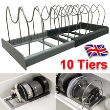 10 Tier Expandable Saucepan Pan Pot Lid Holder Kitchen Organiser Rack Storage C