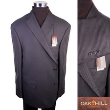 NWT Oak Hill Sport Coat Jacket Blazer Houndstooth Brown Poly Blend Sz 2XL 50/52R