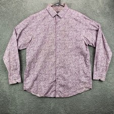 Hart Schaffner Marx Mens L Purple Floral Long Sleeve Button Down Shirt Cotton