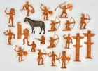 Marx Fort Apache Playset - 17 Orange Flesh Indians + 1 Horse + 2 Totem Pole VGC