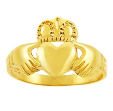 Solid Gold Traditional Claddagh Ring Available In Yellow/Rose/White Gold 