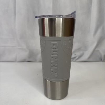 Dunkin Stainless Steel Gray Insulated Tumbler 20oz Slider Screw On Lid