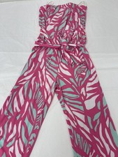 Lilly Pultizer Tia Capri Pink Papaya Playa Strapless Jumpsuit Women's size M