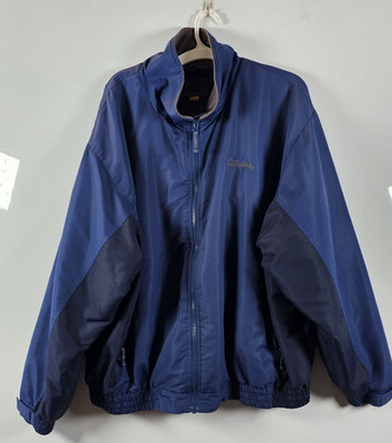 Cabelas Men's Fleece Lined Jacket Full Zip Windbreaker Outdoors Blue Size XXL