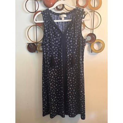 D74 Michael Kors blue floral knee length v neck dress size small
