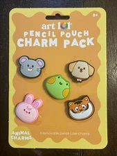 Art 101 Pencil Pouch Cute Animal Charm Pack Of 5 Pencil Case Croc Charms New