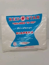 VTG MCM 50's-60's Red Star Birdseye 6 Cloth Diapers Kendall Co Curity Sealed NOS