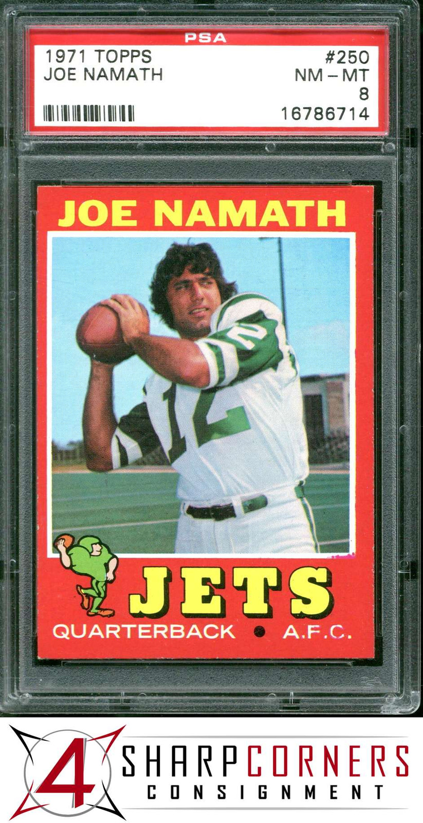1971 TOPPS #250 JOE NAMATH JETS HOF PSA 8