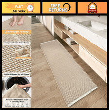 Super Absorbent Waffle Runner Rug Non-Slip Bath Mat, Machine Washable 2' x 5', B
