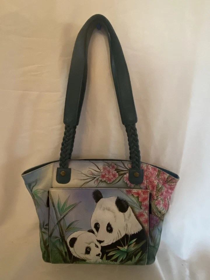 Anna by Anuschka Shoulder Tote Lovable Pandas With Original Storage Bag (BOX 12)