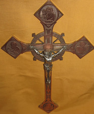 Crocifisso Antico IN Bronzo Xixème Croce Christ Religion Altezza 35 CM