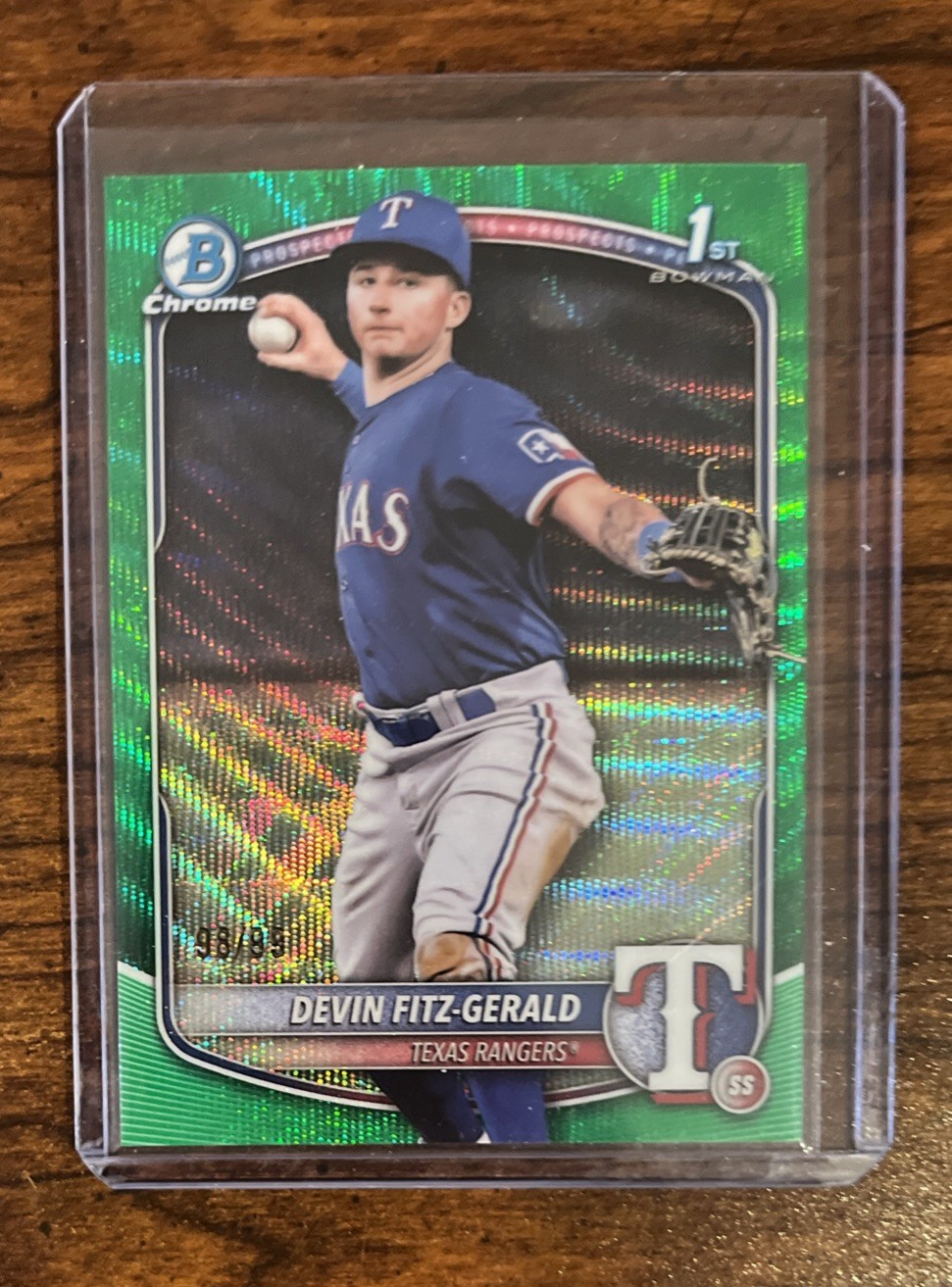 2025 Bowman Chrome Devin Fitz-Gerald 1st Bowman Green Shimmer /99 Rangers
